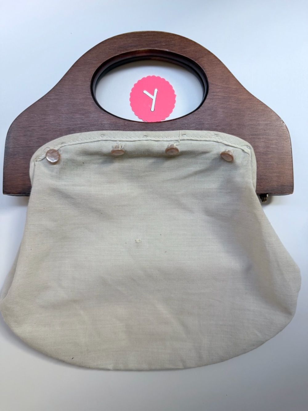 Vintage Bermuda Bag Wooden Handles 10 Inch Regular Size